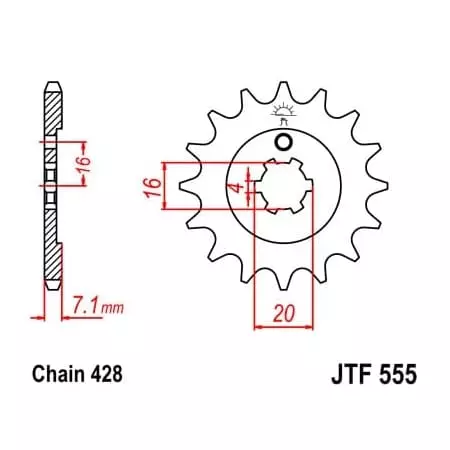 Pignon JT Sprockets 14 Dents Acier Pas 428 Type 555 Kawasaki