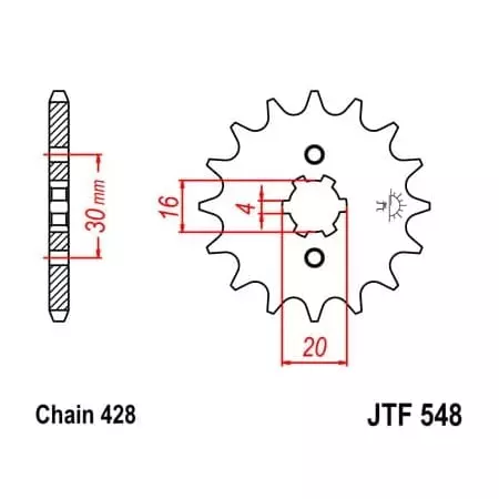 Pignon JT Sprockets 14 Dents Acier Pas 428 Type 548