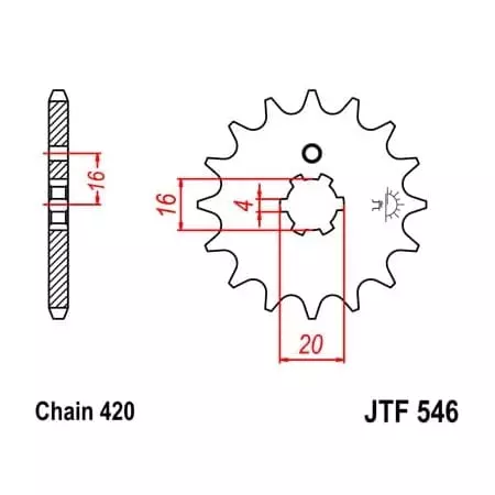 Pignon JT Sprockets 14 Dents Acier Pas 420 Type 546