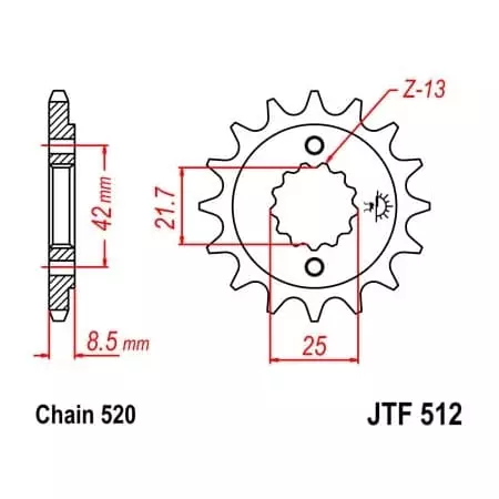 Pignon JT Sprockets 14 Dents Acier Pas 520 Type 512