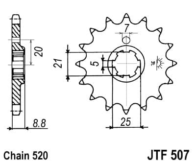 Pignon JT Sprockets 13 Dents Acier Pas 520 Type 507 Husqvarna CR250