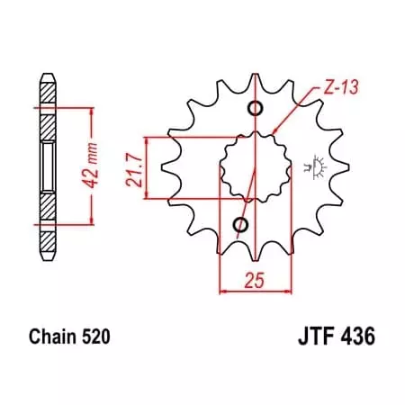 Pignon JT Sprockets 14 Dents Acier Pas 520 Type 436