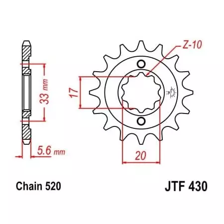 Pignon JT Sprockets 14 Dents Acier Pas 520 Type 430 Suzuki