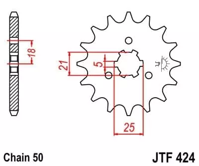 Pignon JT Sprockets 15 Dents Acier Pas 530 Type 424