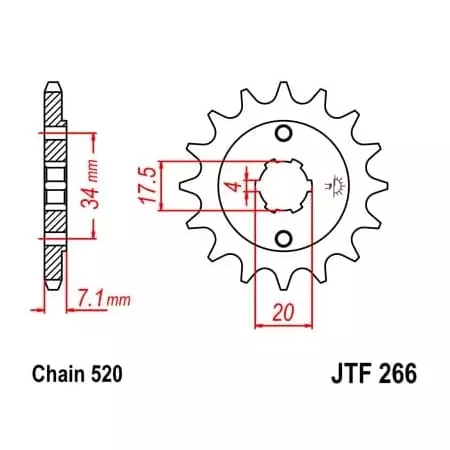 Pignon JT Sprockets 13 Dents Acier Pas 520 Type 266 Honda
