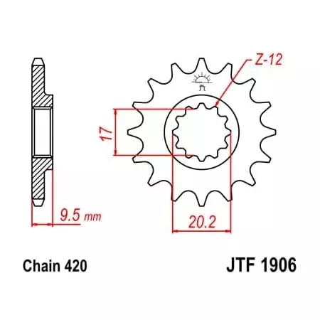 Pignon JT Sprockets 13 Dents Acier Pas 520 Type 1906