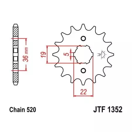 Pignon JT Sprockets 12 Dents Acier Pas 520 Type 1352