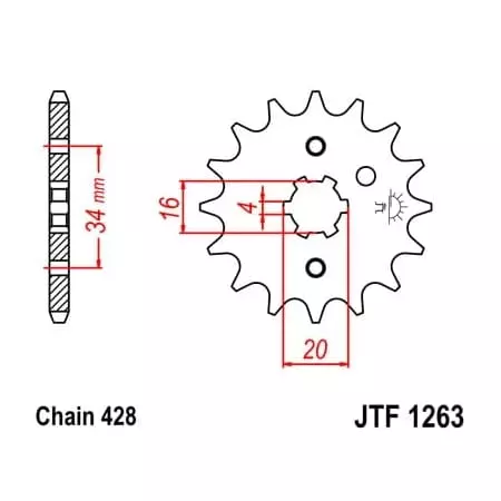 Pignon JT Sprockets 14 Dents Acier Pas 428 Type 1263