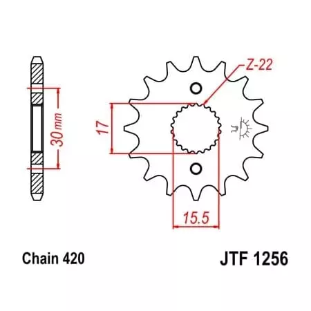 Pignon JT Sprockets 15 Dents Acier Pas 420 Type 1256