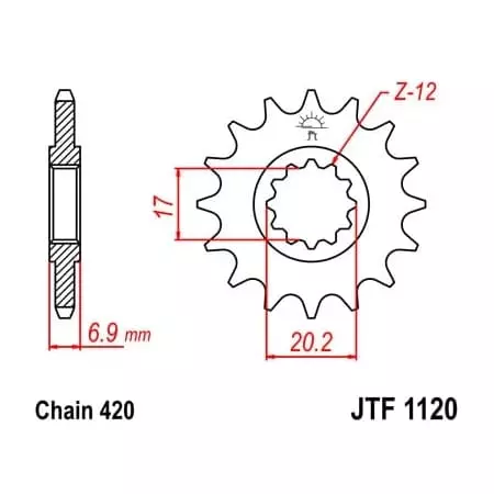 Pignon JT Sprockets 11 Dents Acier Pas 420 Type 1120