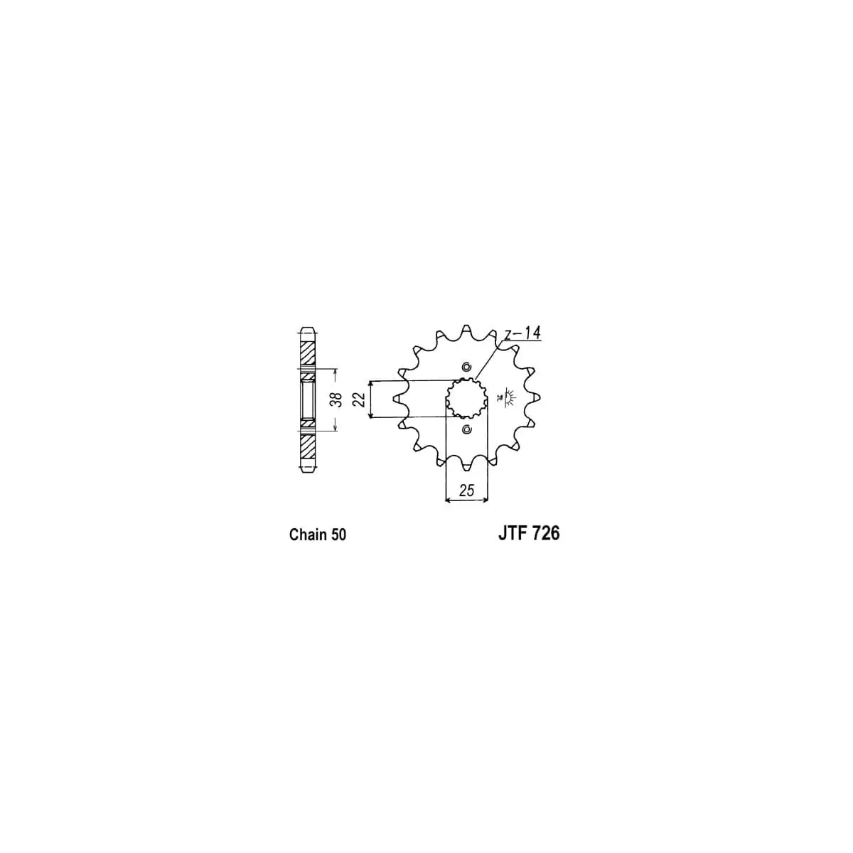 Pignon JT Sprockets 15 Dents Acier Pas 520 Type 726