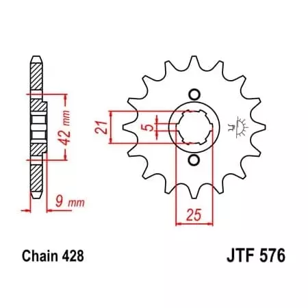 Pignon JT Sprockets 19 Dents Acier Pas 520 Type 576 Yamaha XT350