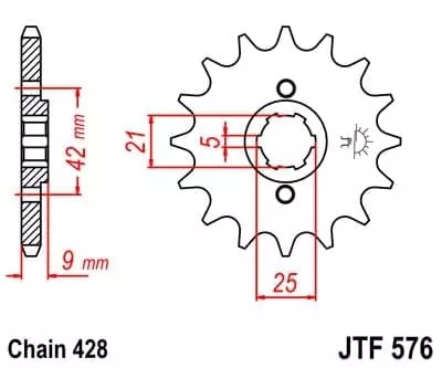 Pignon JT Sprockets 19 Dents Acier Pas 520 Type 576 Yamaha XT350