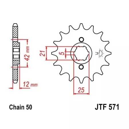 Pignon JT Sprockets 17 Dents Acier Pas 530 Type 571