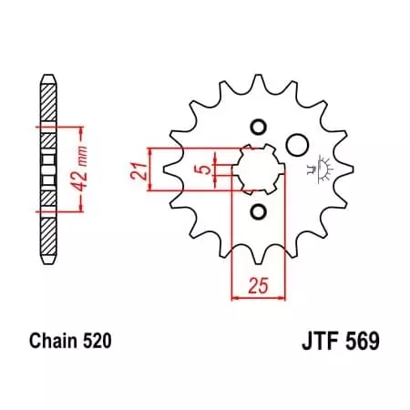 Pignon JT Sprockets 12 Dents Acier Pas 520 Type 569 Yamaha