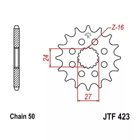 Pignon JT Sprockets 16 Dents Acier Pas 530 Type 423