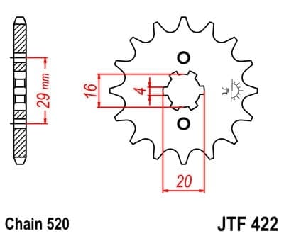 Pignon JT Sprockets 12 Dents Acier Pas 520 Type 422