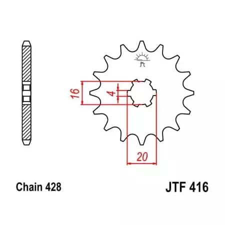 Pignon JT Sprockets 14 Dents Acier Pas 428 Type 416
