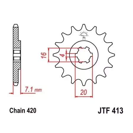 Pignon JT Sprockets 13 Dents Acier Pas 420 Type 413