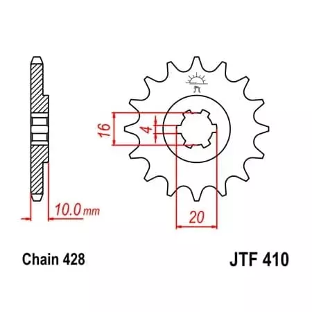 Pignon JT Sprockets 14 Dents Acier Pas 428 Type 410