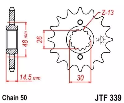 Pignon JT Sprockets 16 Dents Acier Pas 530 Type 339
