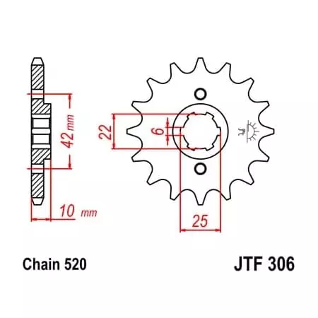 Pignon JT Sprockets 15 Dents Acier Pas 520 Type 306