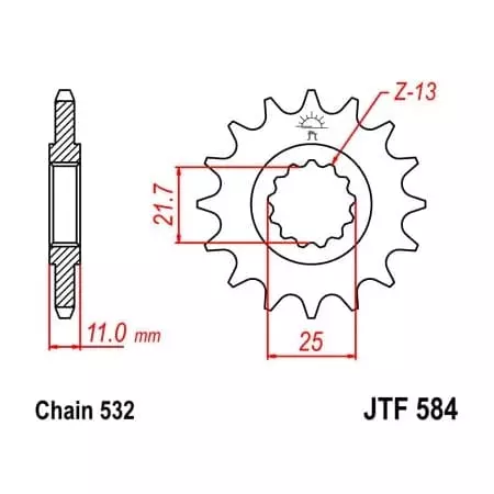 Pignon JT Sprockets 17 Dents Acier Pas 532 Type 584