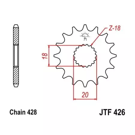 Pignon JT Sprockets 16 Dents Acier Pas 428 Type 426