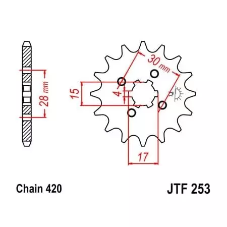 Pignon JT Sprockets 13 Dents Acier Pas 420 Type 253