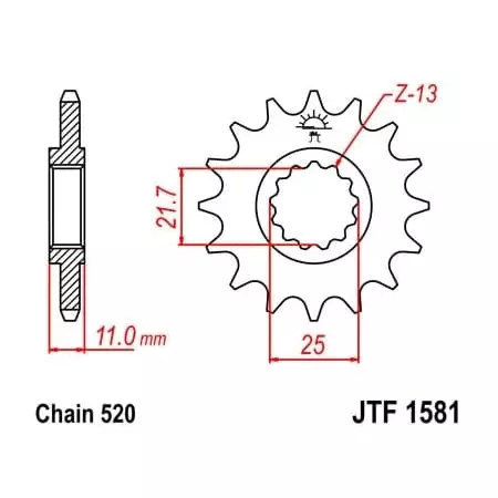 Pignon JT Sprockets 16 Dents Acier Pas 520 Type 1581