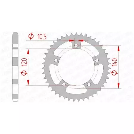Couronne Afam 42 dents acier pas 525 type 86500 Triumph 600