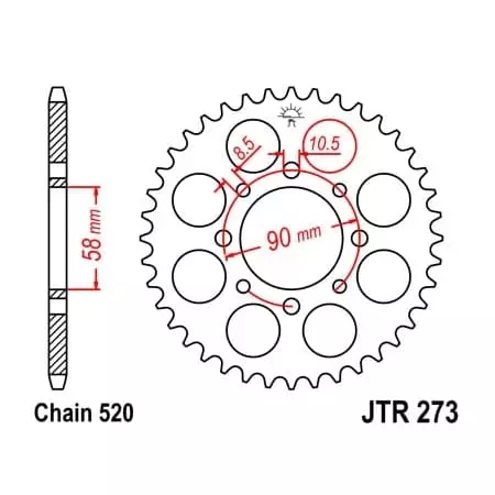 Couronne JT Sprockets 45 Dents Acier Pas 520 Type 273