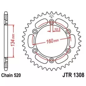 Couronne JT Sprockets 42 Dents Acier Pas 520 Type 1308