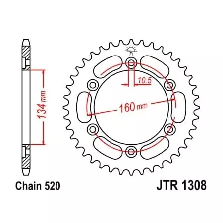 Couronne JT Sprockets 42 Dents Acier Pas 520 Type 1308