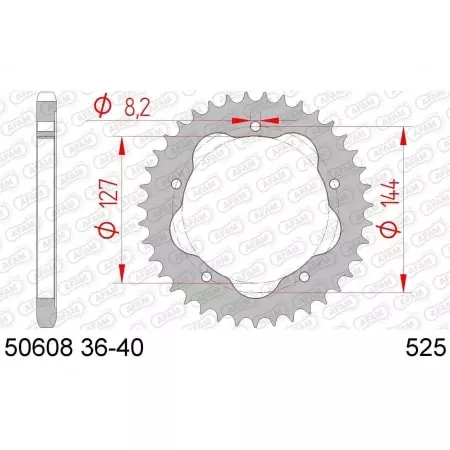 Couronne Afam 43 dents acier pas 525 type 50608K Ducati 998 Monster S4R