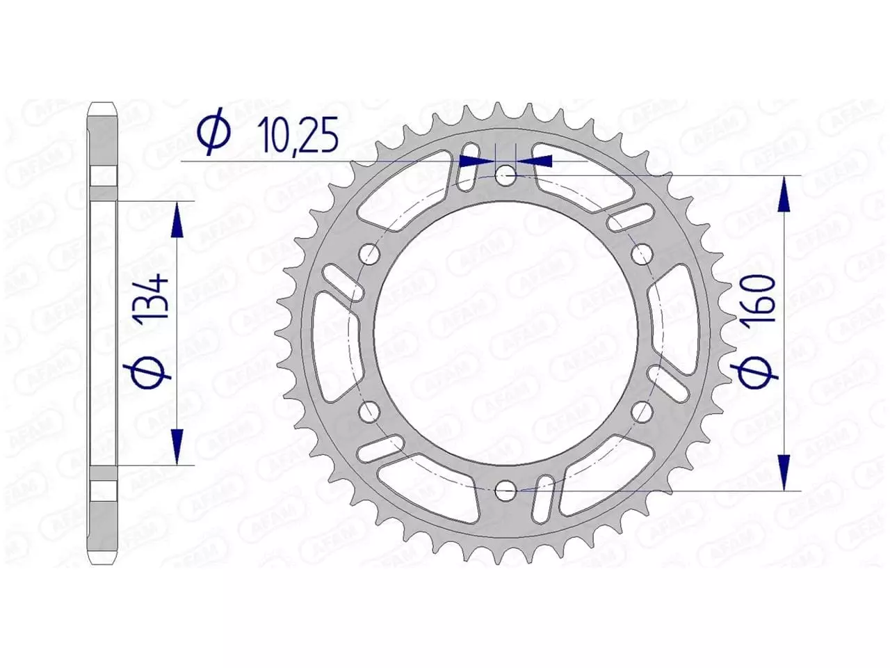 Couronne Afam 46 dents alu pas 520 type 11618 Honda