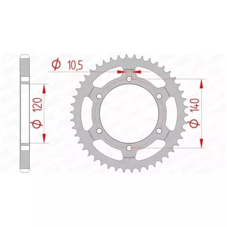 Couronne Afam 44 dents acier pas 525 type 14507 Suzuki GSX-R600/750