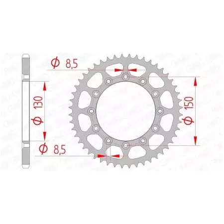 Couronne Afam 47 dents acier pas 520 type 12323