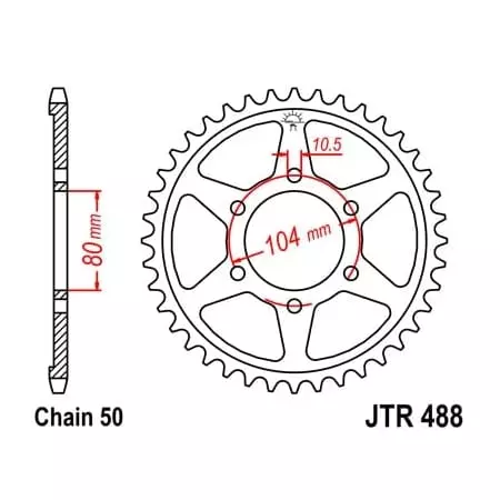 Couronne JT Sprockets 42 Dents Acier Pas 530 Type 488