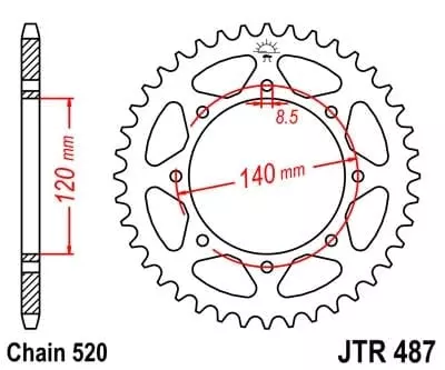 Couronne JT Sprockets 43 Dents Acier Pas 520 Type 487