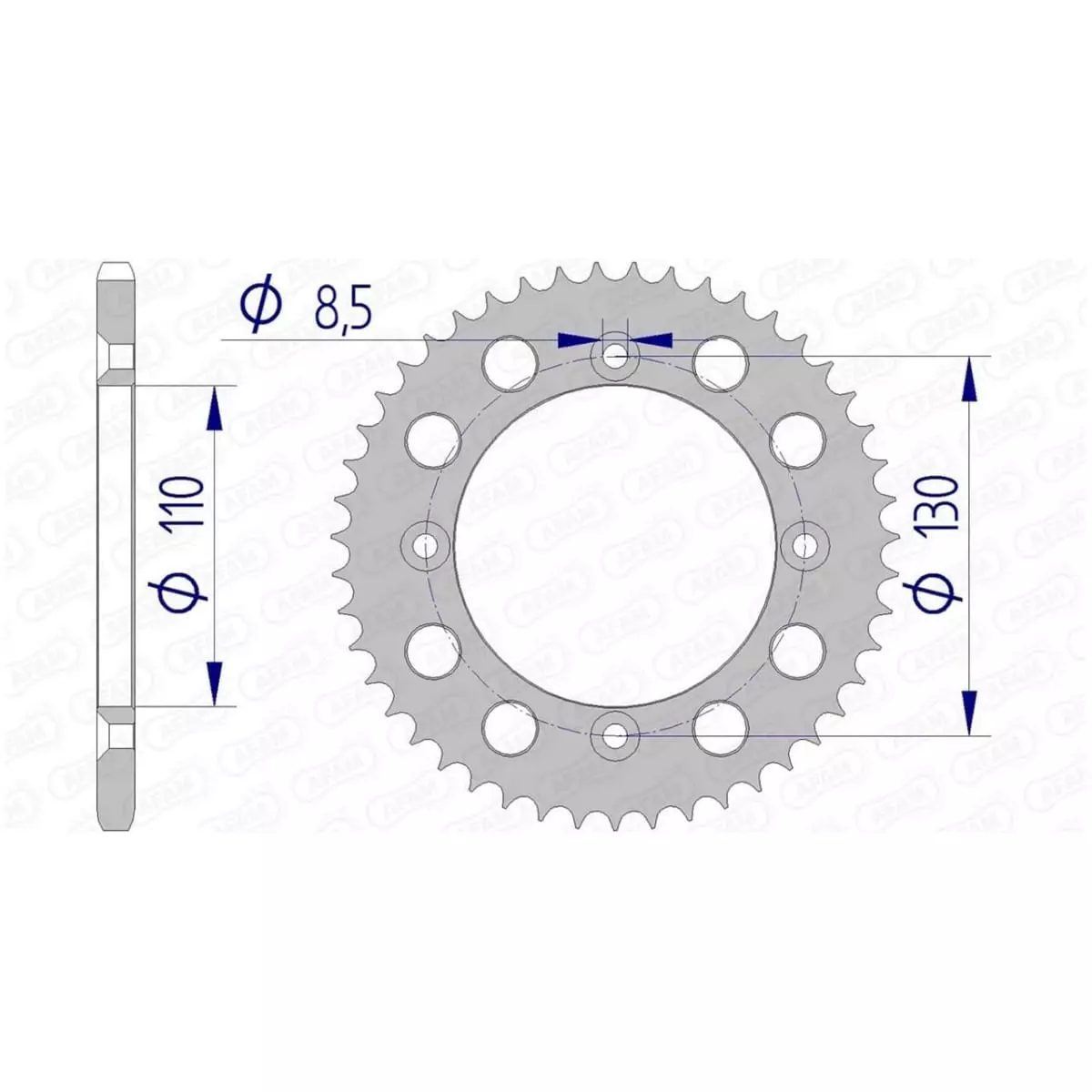 Couronne Afam 56 dents type 11104 pas 420 alu HONDA CR 80 R