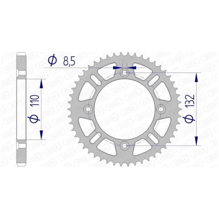 Couronne Afam 51 dents alu pas 428 type 72102N KTM SX 85