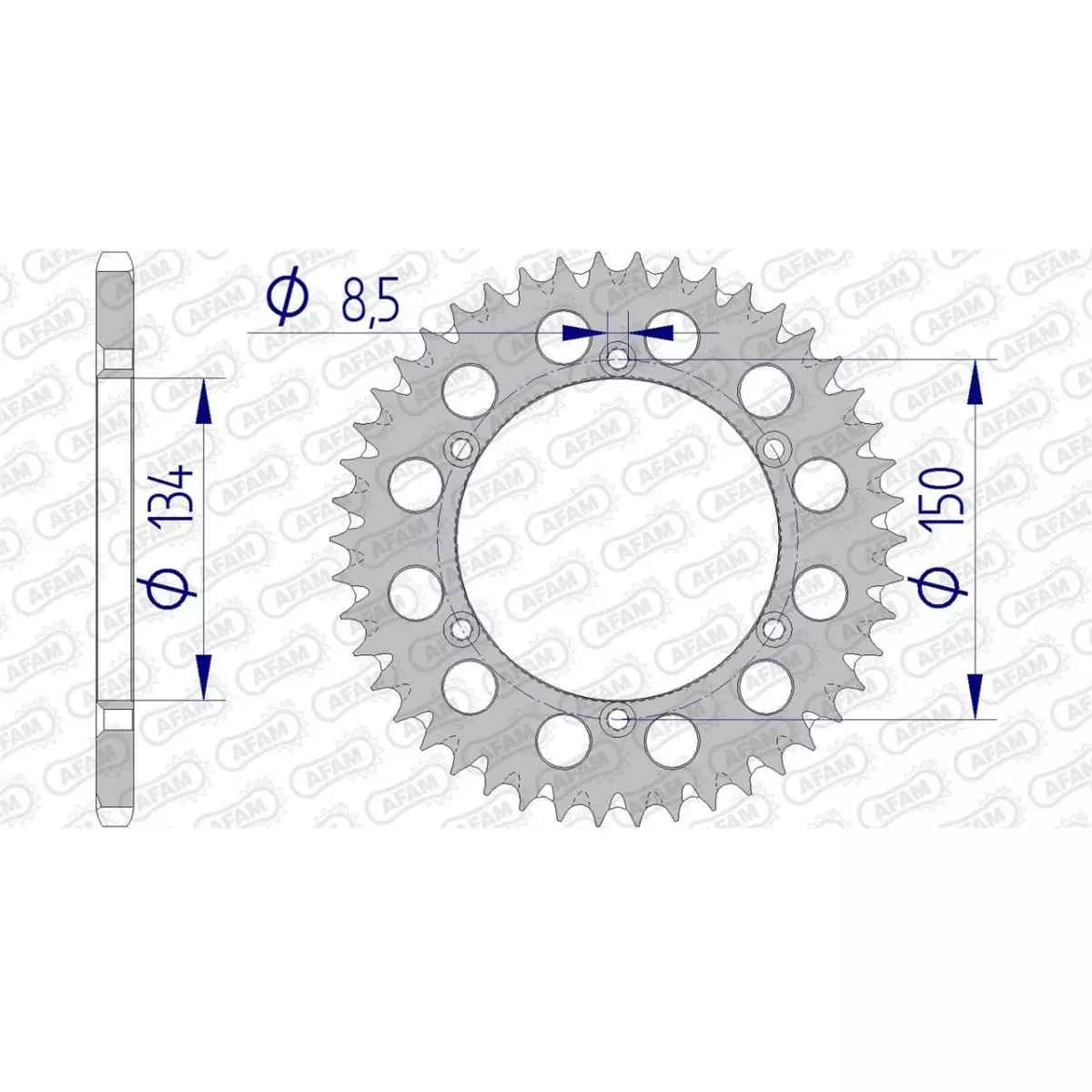Couronne Afam 46 dents alu pas 520 type 17206