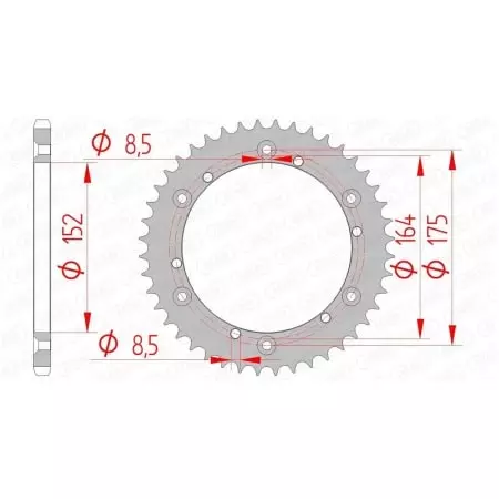Couronne Afam 43 dents acier pas 520 type 12500 Yamaha