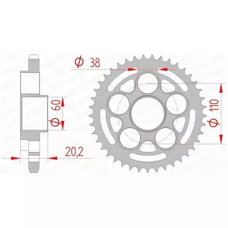 Couronne Afam 42 dents acier pas 525 type 50800 Ducati