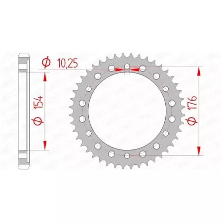 Couronne Afam 44 dents acier pas 530 type 10801 Honda CB1000R