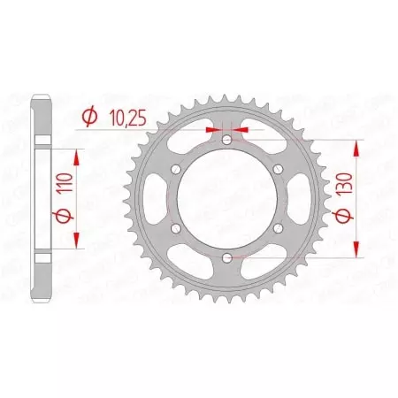Couronne Afam 39 dents acier pas 530 type 12813