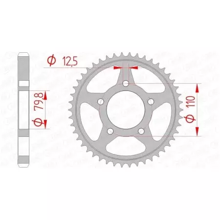 Couronne Afam 43 dents acier pas 530 type 86600 Triumph