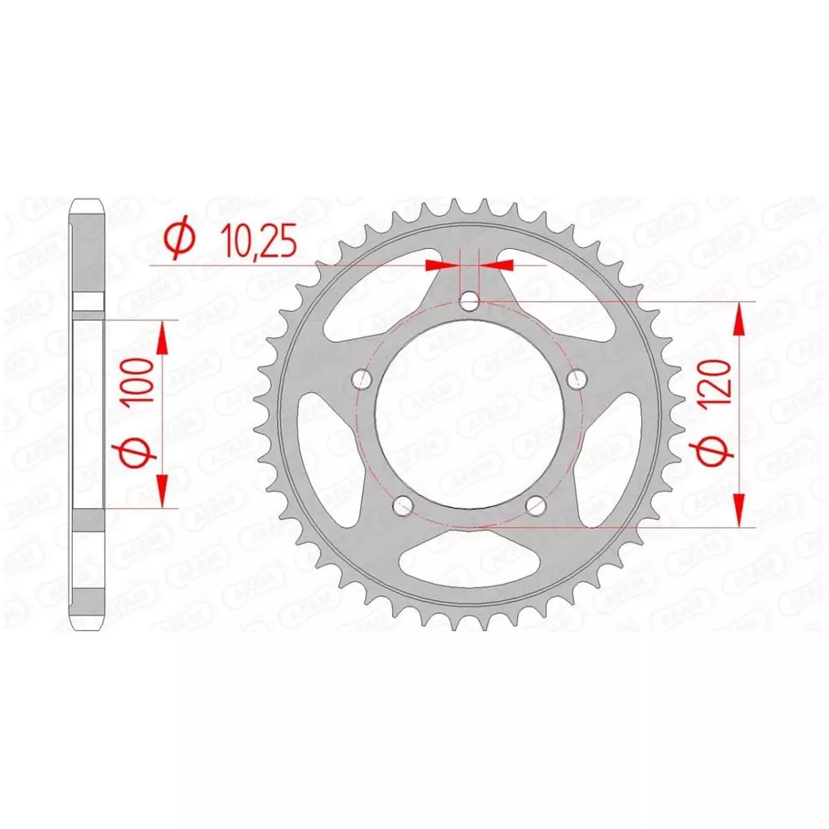 Couronne Afam 40 dents acier pas 525 type 35802 Aprilia 750 Dorsoduro