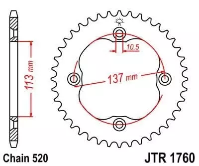 Couronne JT Sprockets 40 Dents Acier Pas 520 Type 1760 Suzuki LT-Z400 Quadsport